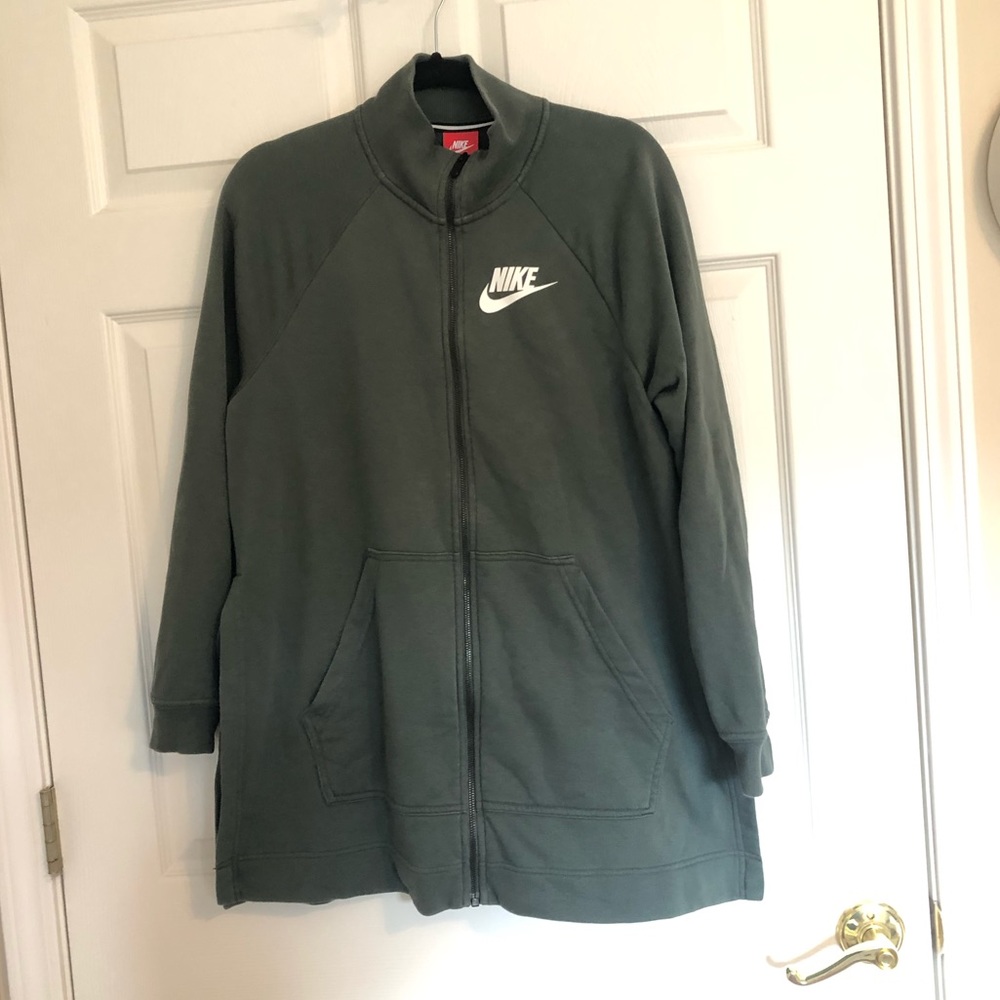 Nike green zip up sweatshirt